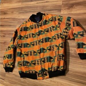 1990 Vintage Malcolm X Style Kente Co. Bomber Jacket Rare Print Made In Africa